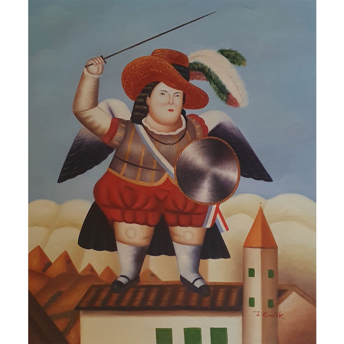 Archangel Botero painting 50x60 cm