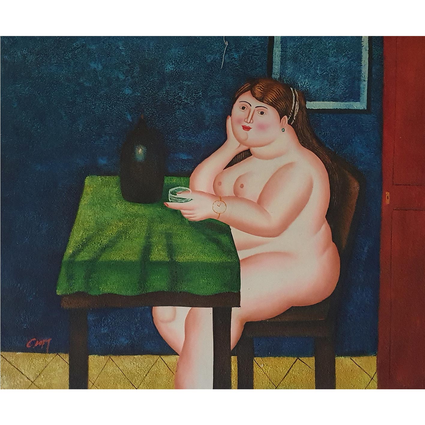 Nude Botero painting 60x50 cm