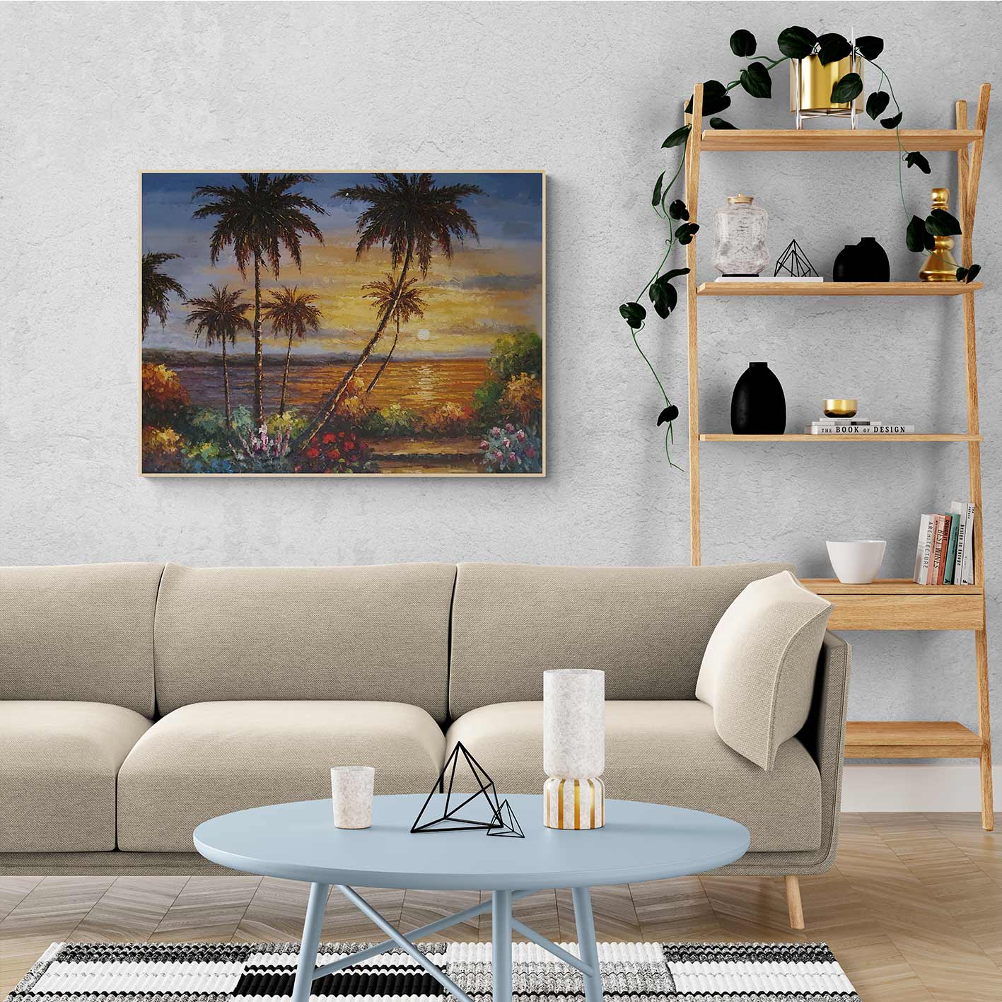 Strandgemälde mit Palmen 120x90 cm