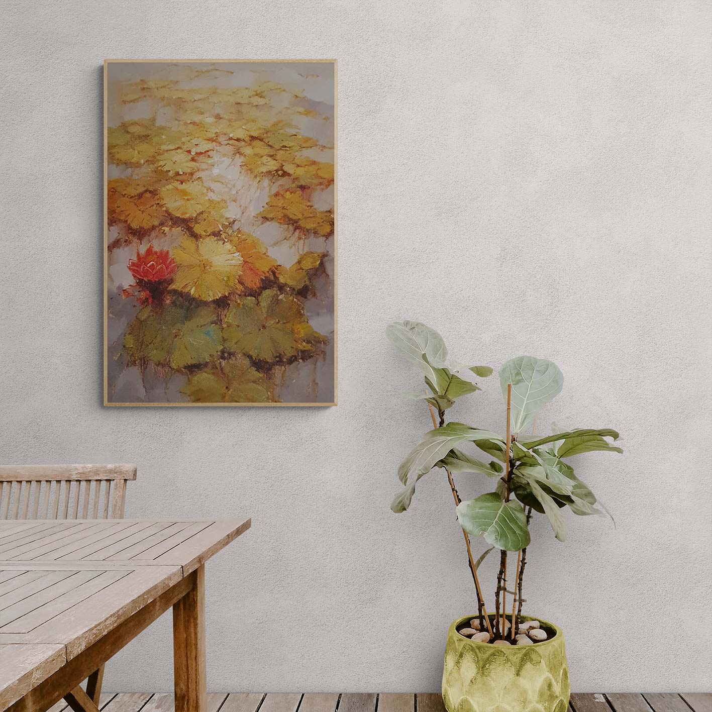 Yellow Water Lilies Painting 60x90 cm