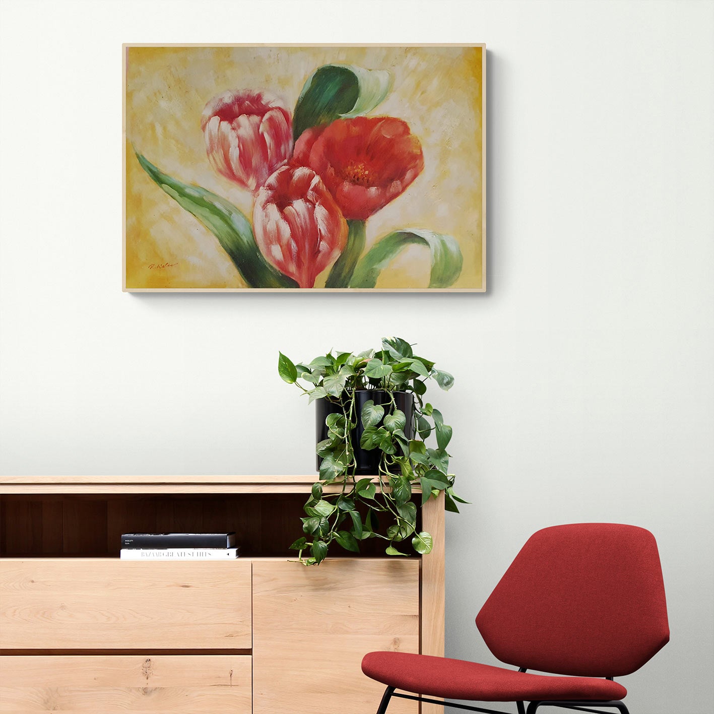Tulpen-Dekorgemälde 90x60 cm