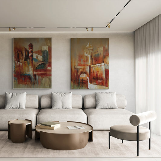 Abstract Diptych Painting Study 90x120 cm [2 pieces]