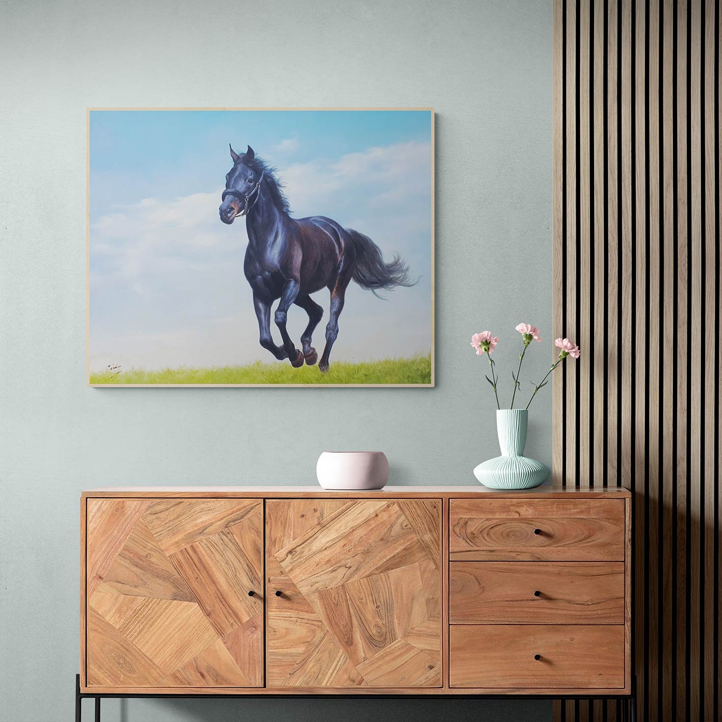 Galoppierendes Pferdegemälde 100x80 cm