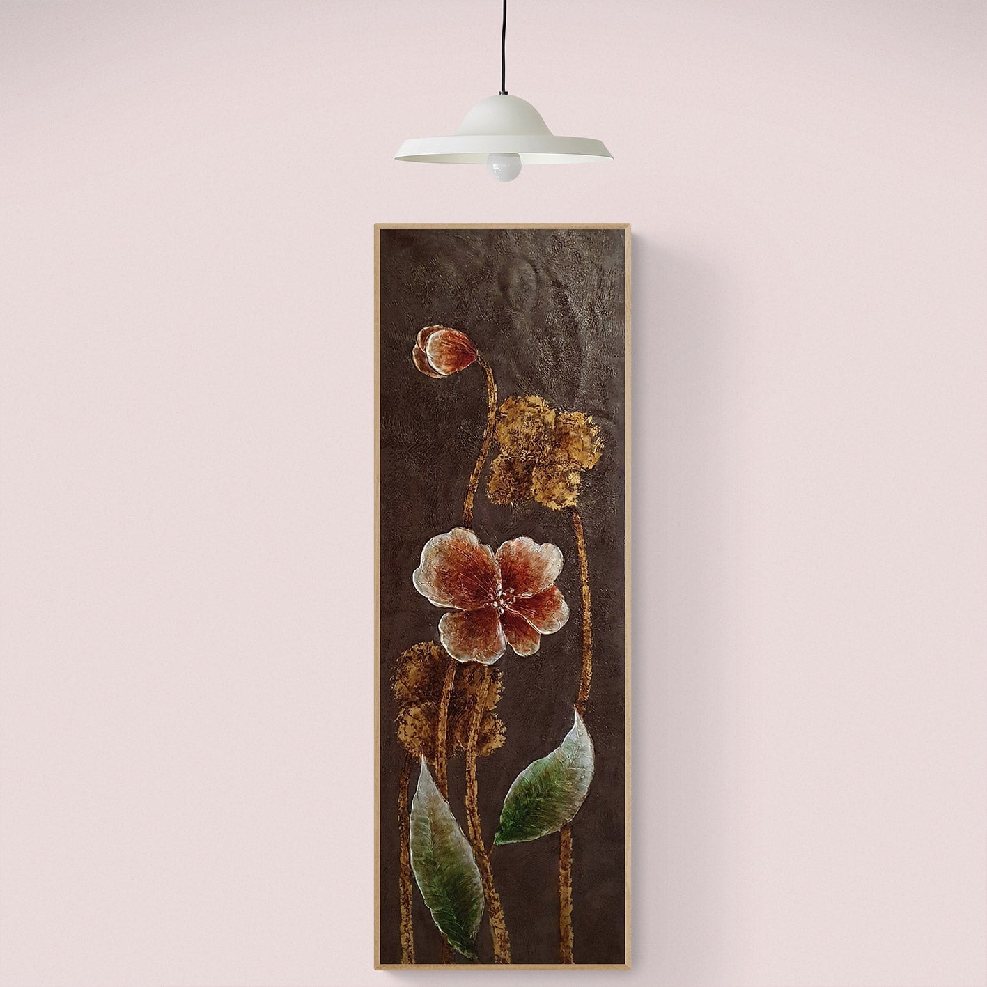 Silbernes Blumengemälde 40x120 cm
