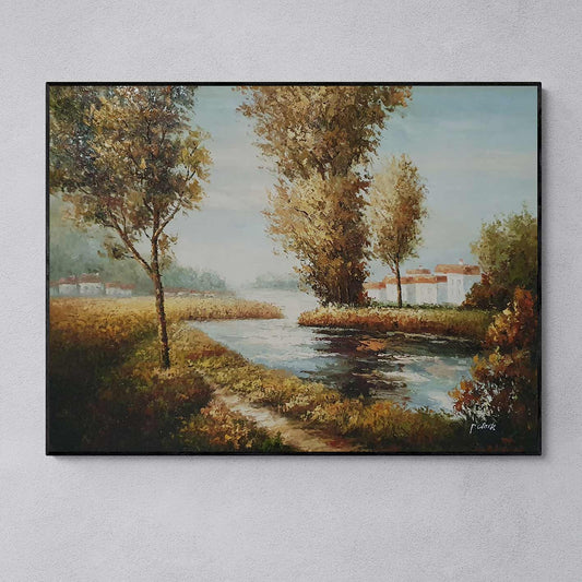 River and Trees Landscape Painting 120x90 cm