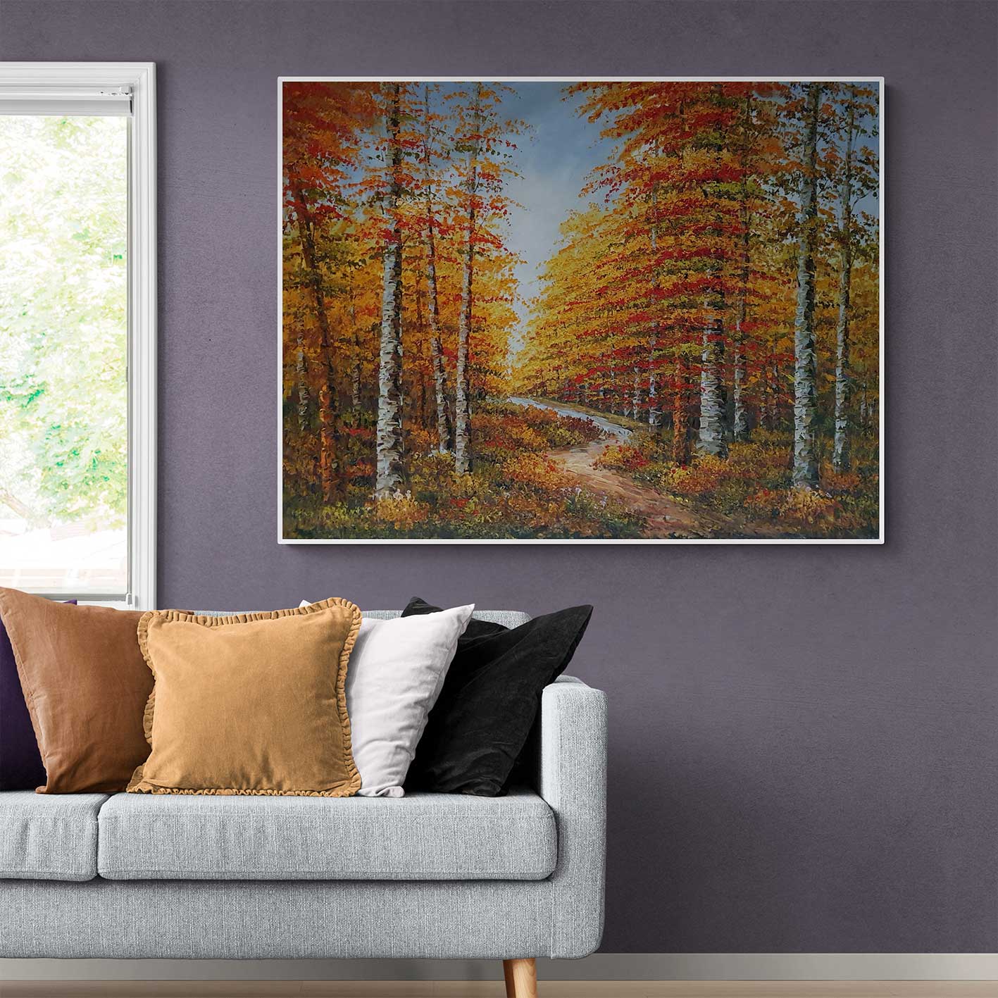 Horizontal Autumn Forest Painting 90x120 cm