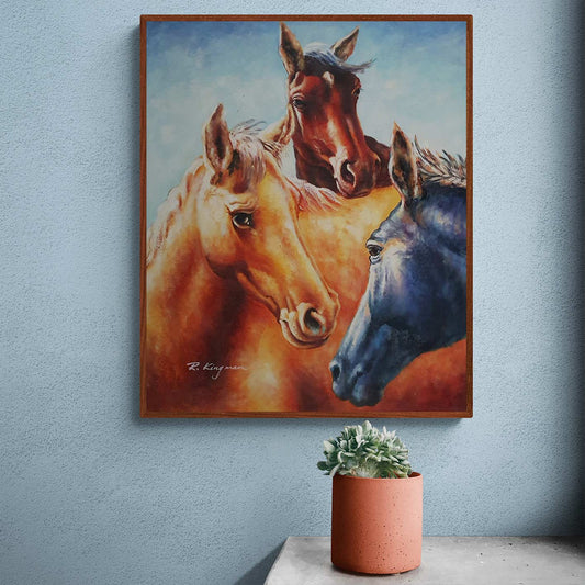 Herde Pferde Gemälde 50x60 cm