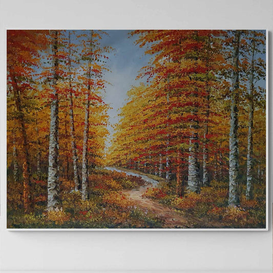 Horizontal Autumn Forest Painting 90x120 cm