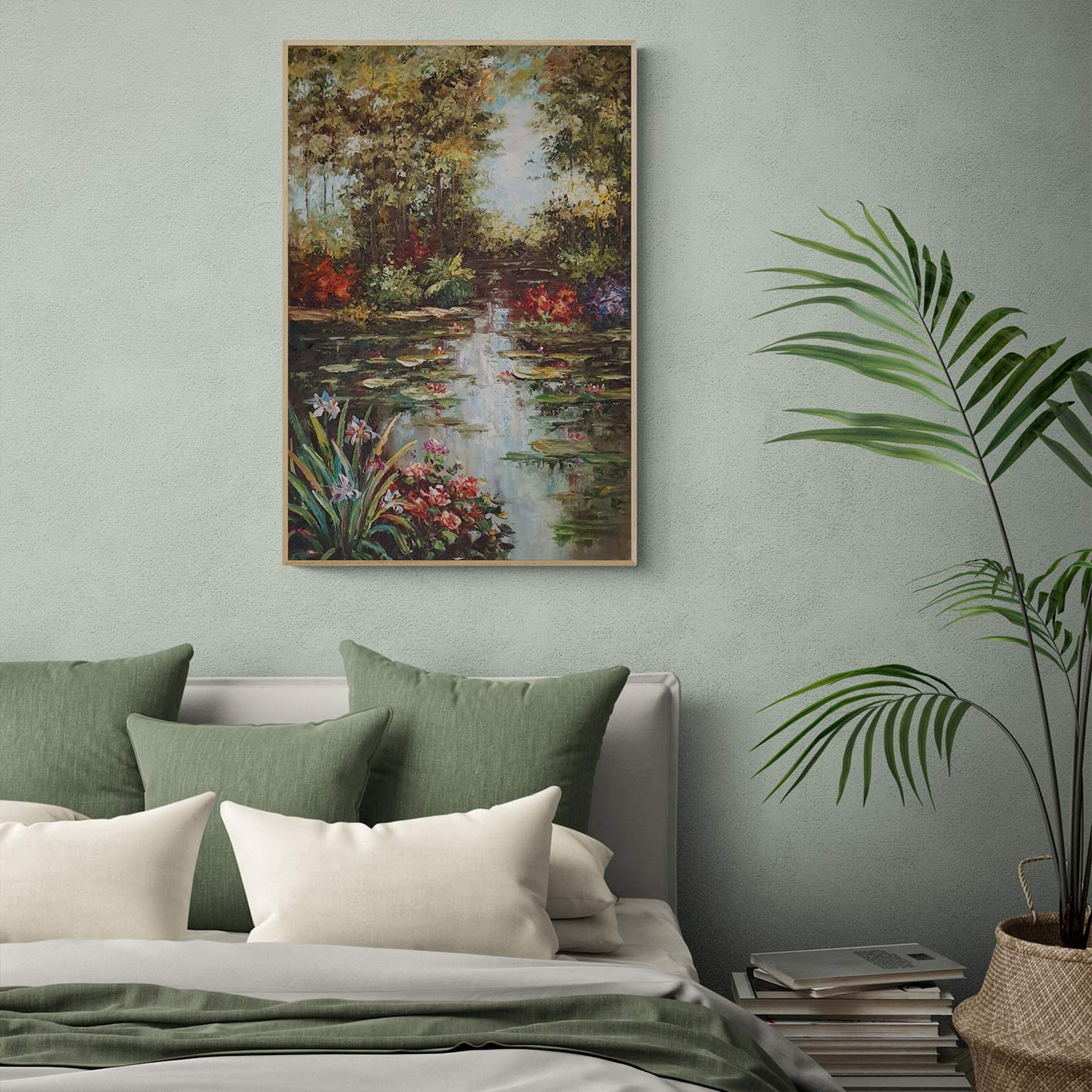 Spatula Water Lilies Painting 60x90 cm