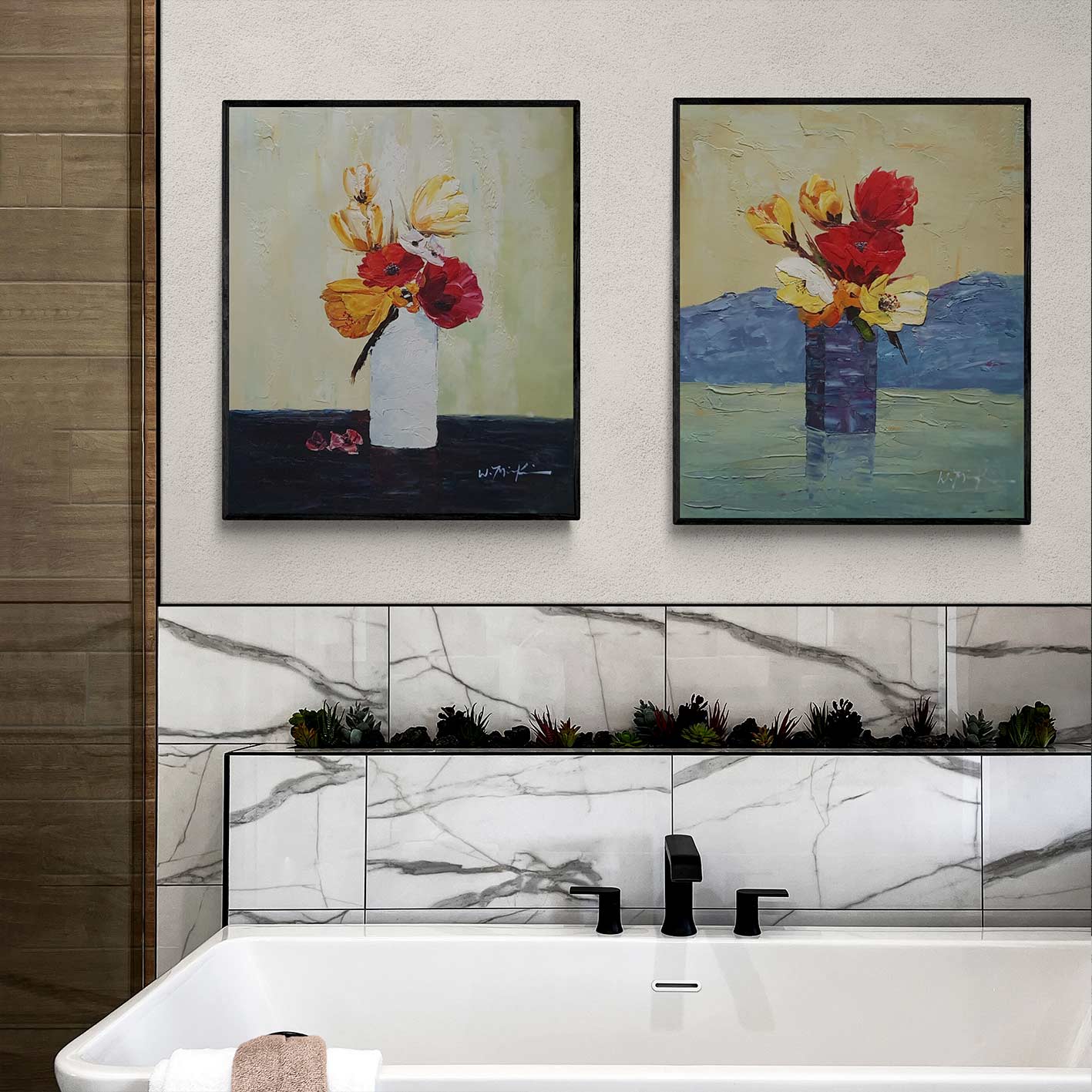 Expansion Flowers Diptych Painting 60x50 cm [2 pieces]