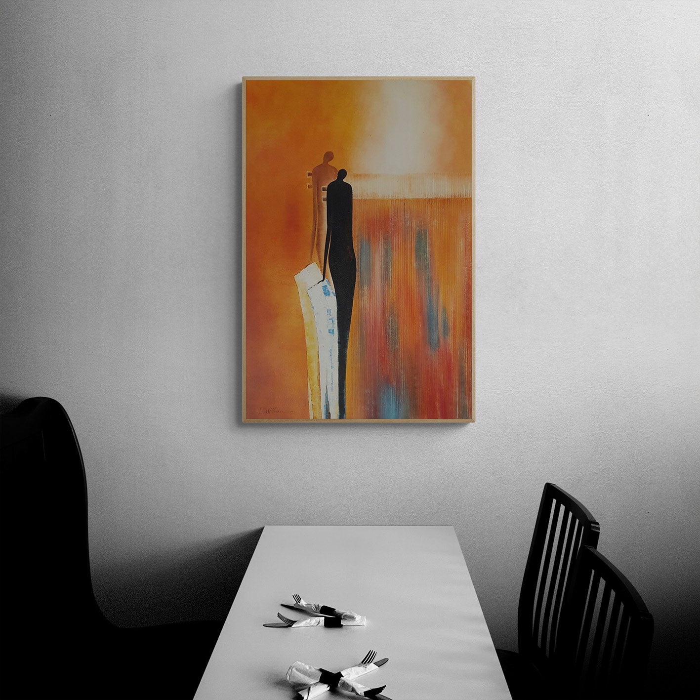 Shadow Figures Painting 60x90 cm