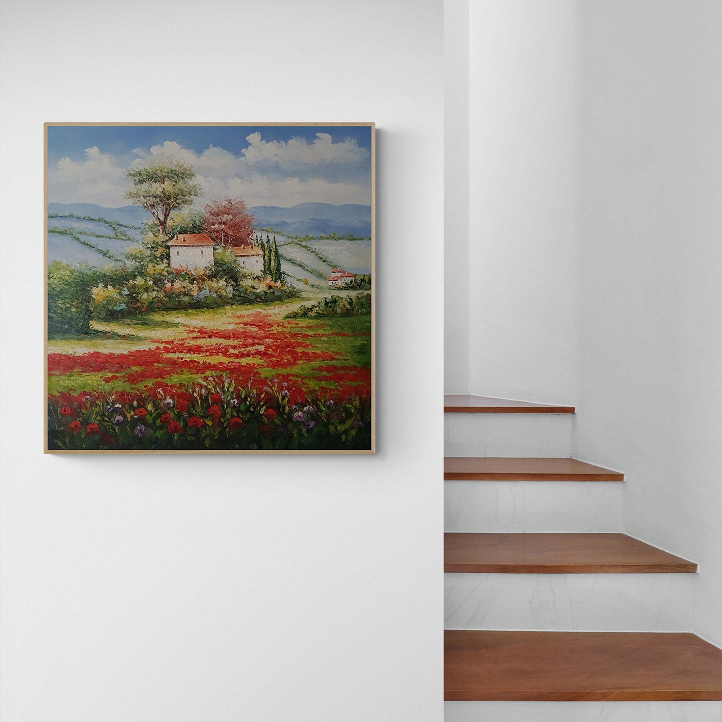 Poppies Landscape Painting 80x80 cm