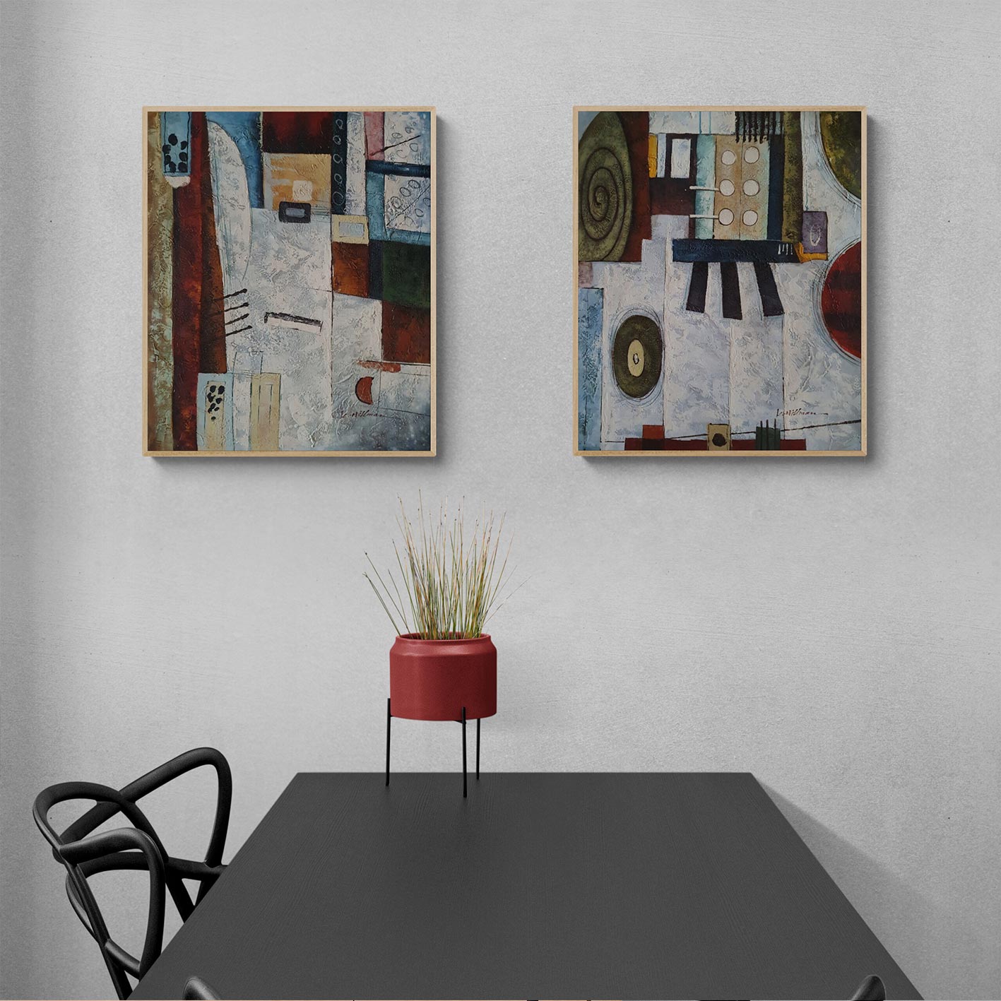 Abstract Musical Diptych Painting 50X60 cm [2 pieces]