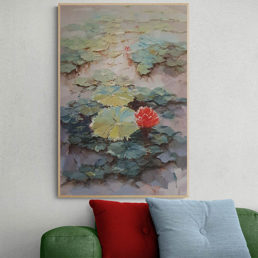 Green Water Lilies Painting 60x90 cm