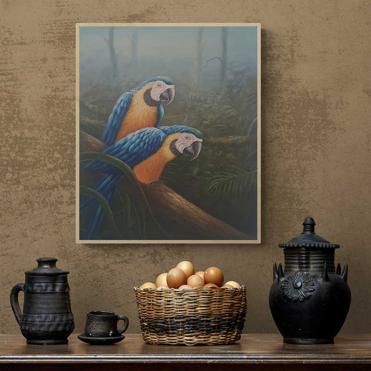 Blue Parrots Painting 60x50 cm