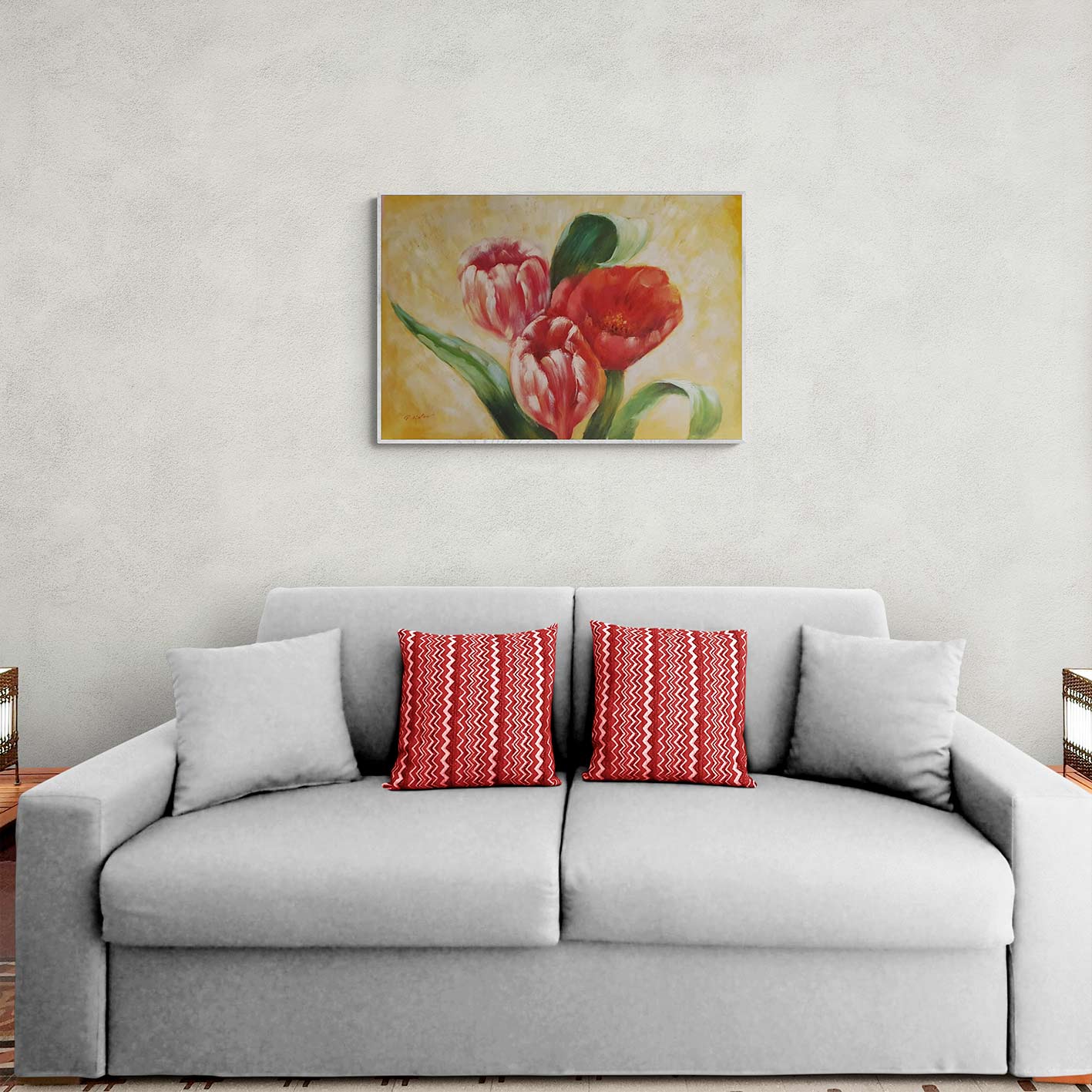 Tulpen-Dekorgemälde 90x60 cm