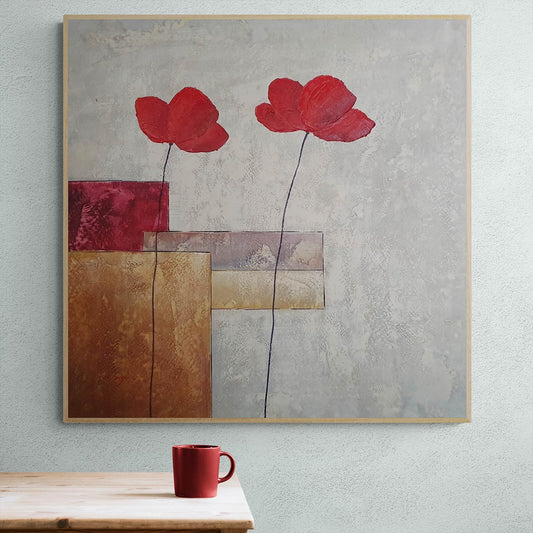 Red Poppy Painting 80x80 cm