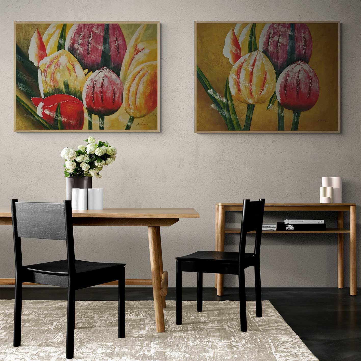 Large Tulips Diptych Painting 120x90 cm [2 pieces]