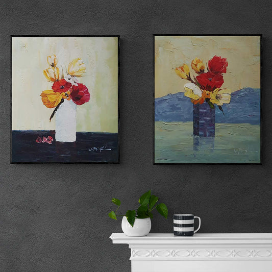 Expansion Flowers Diptych Painting 60x50 cm [2 pieces]
