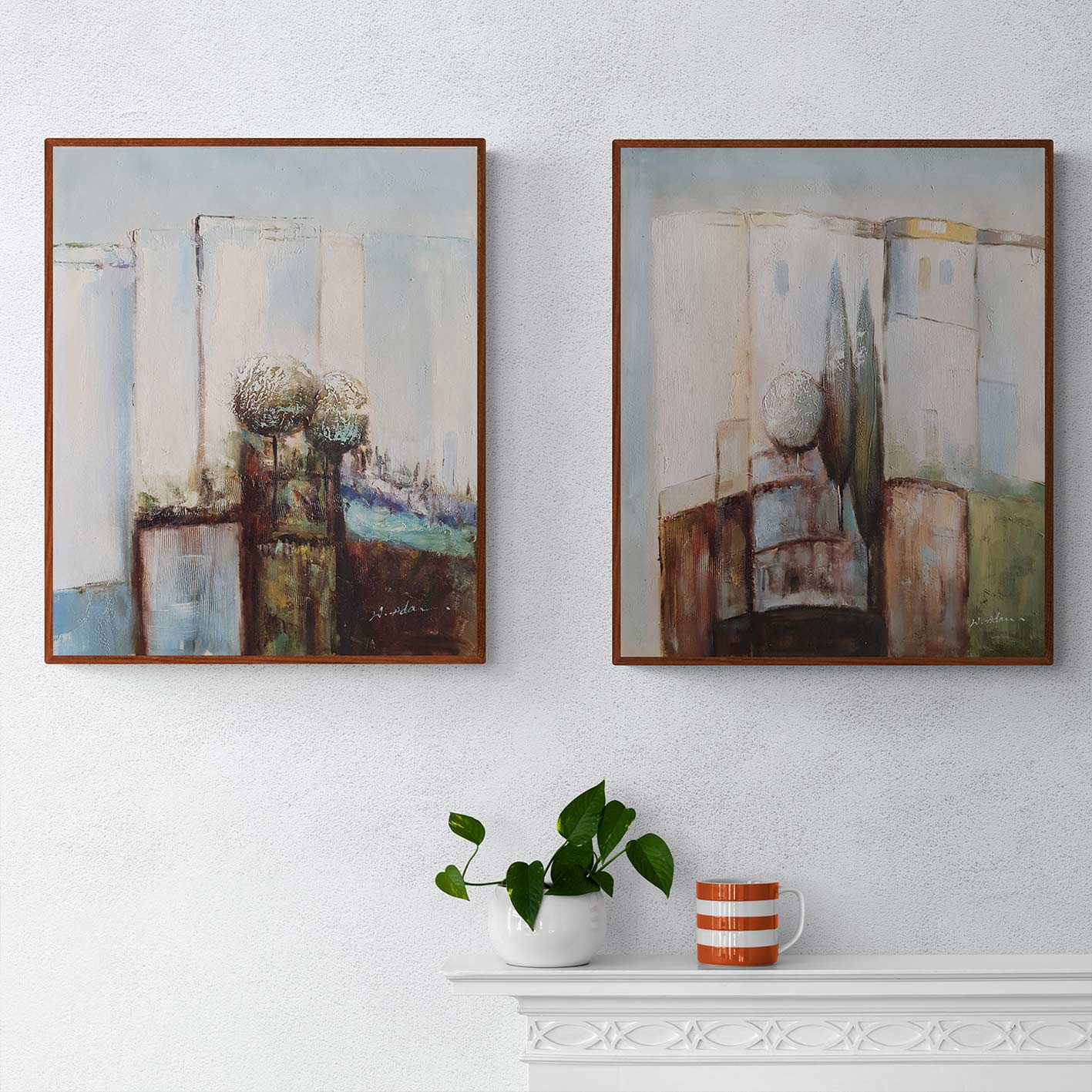 Urban Abstract Diptych Painting 50x60 cm [2 pieces]