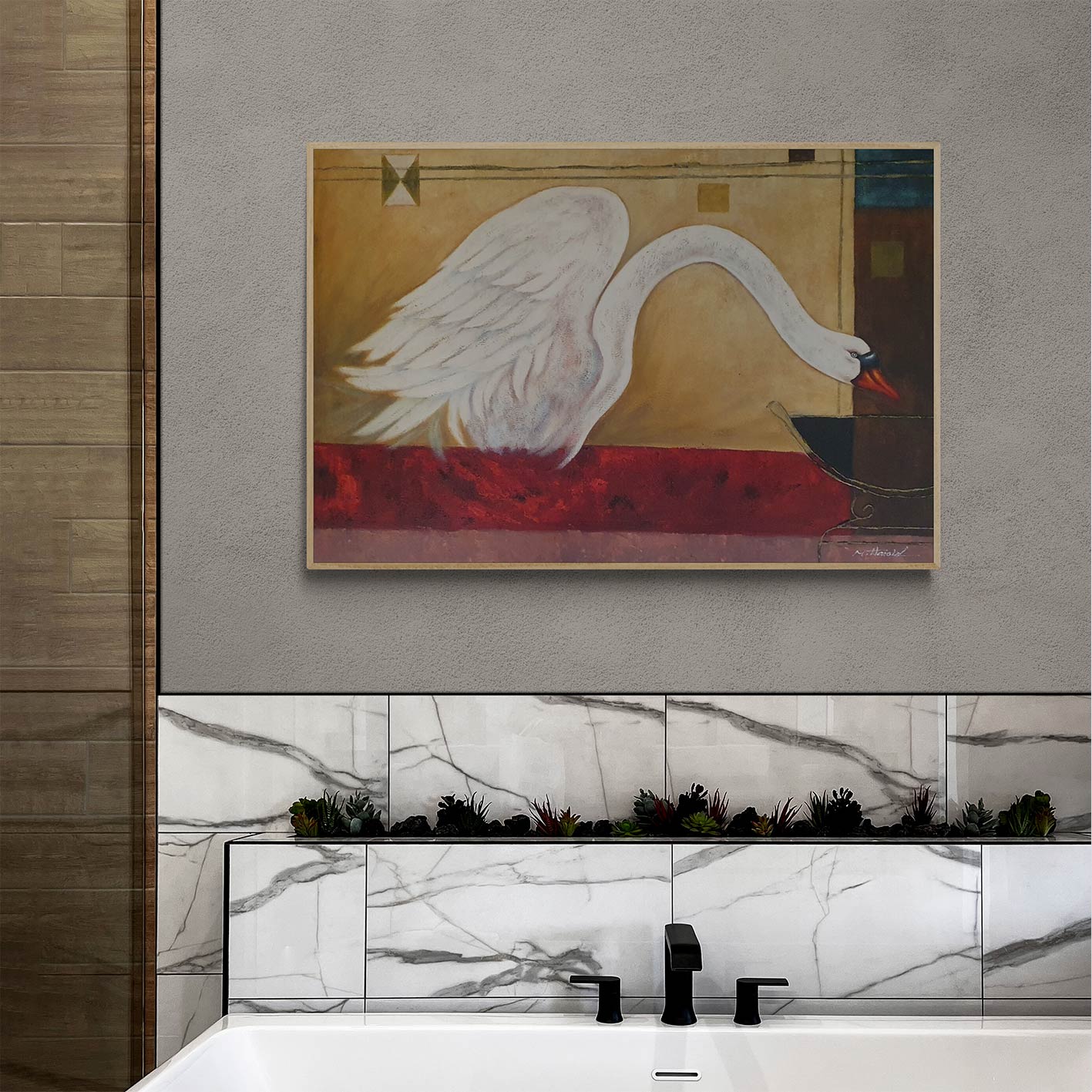 Decora Swan Painting I 90x60 cm