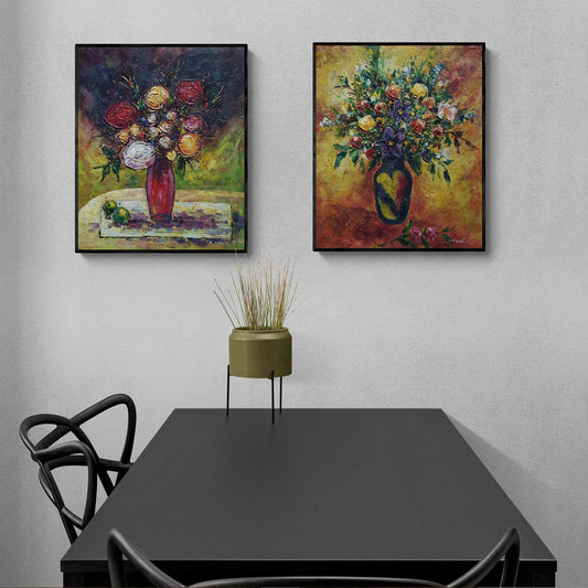 Floral Splendor Diptych Painting 50x60 cm [2 pieces]