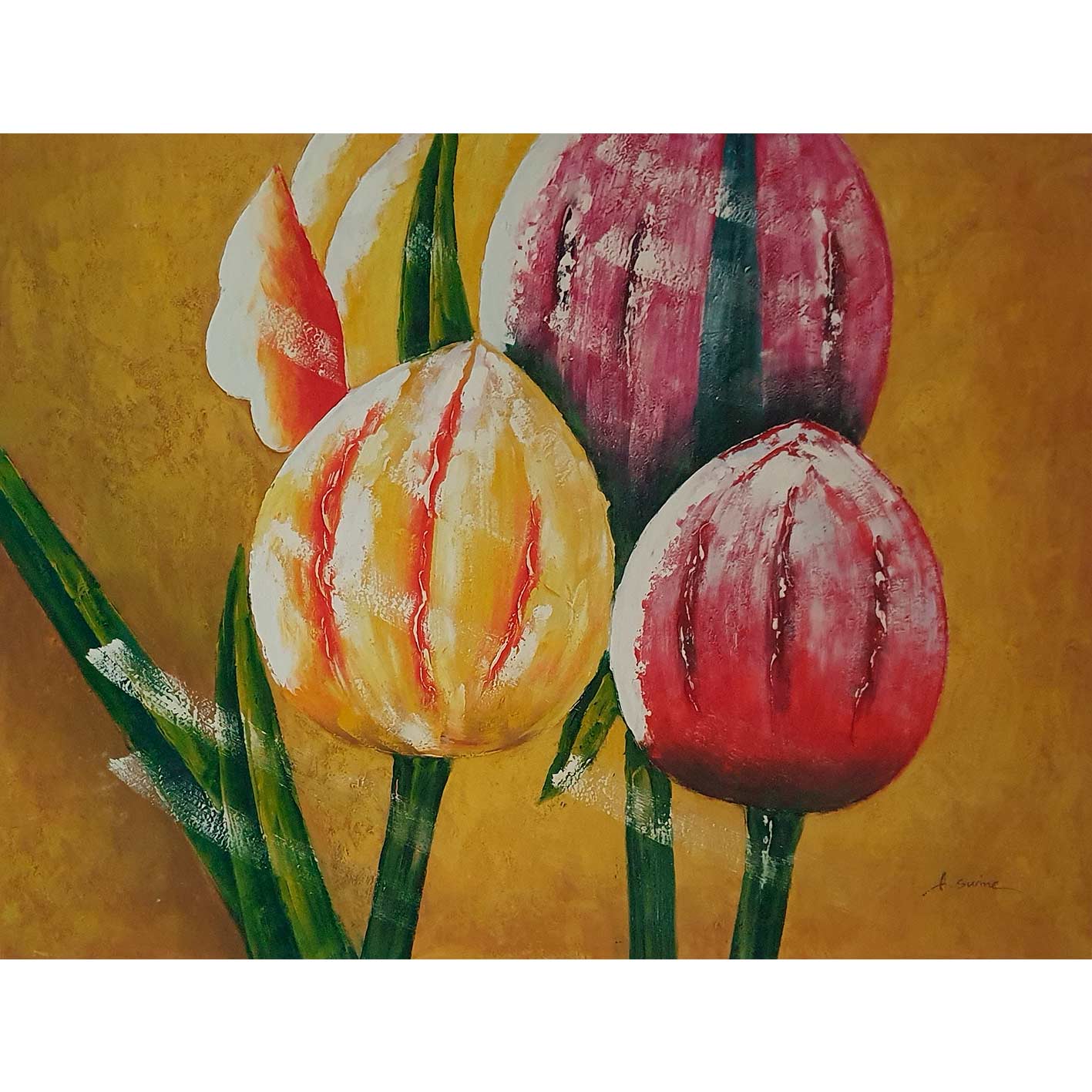 Large Tulips Diptych Painting 120x90 cm [2 pieces]