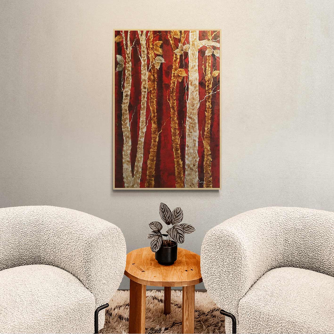 Gold Silver Forest Painting 60x90 cm