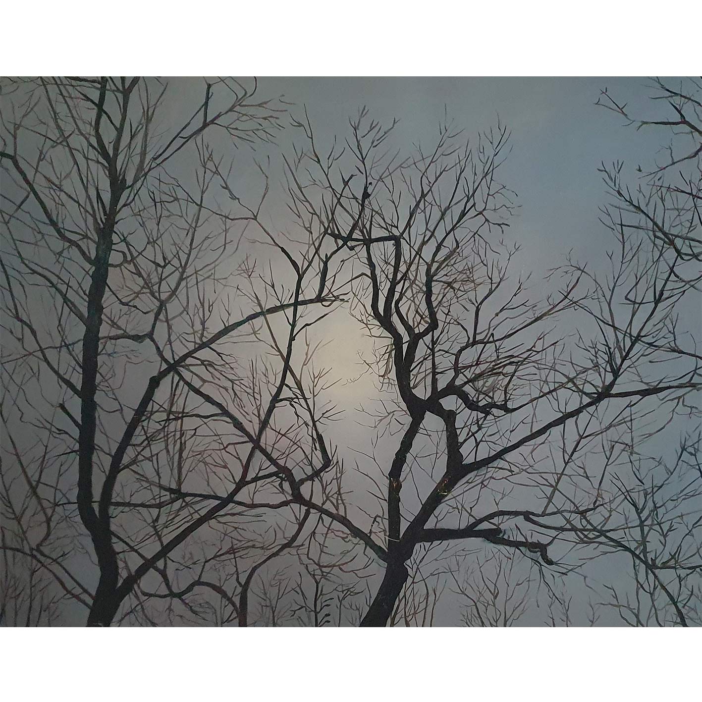 Malerei mit grauen Zweigen