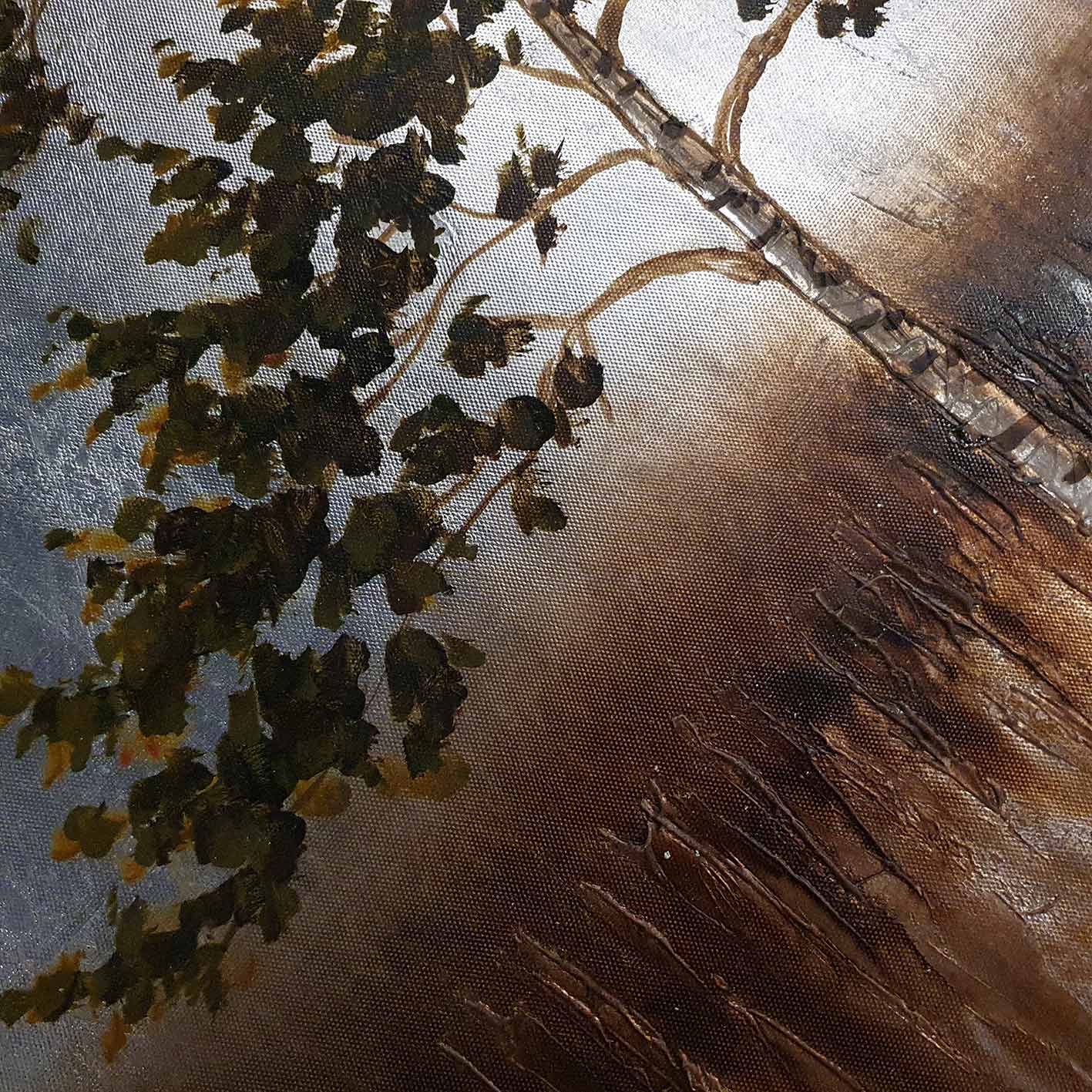 Silberbaum-Diptychon-Gemälde 80x80 cm [2 Stück]