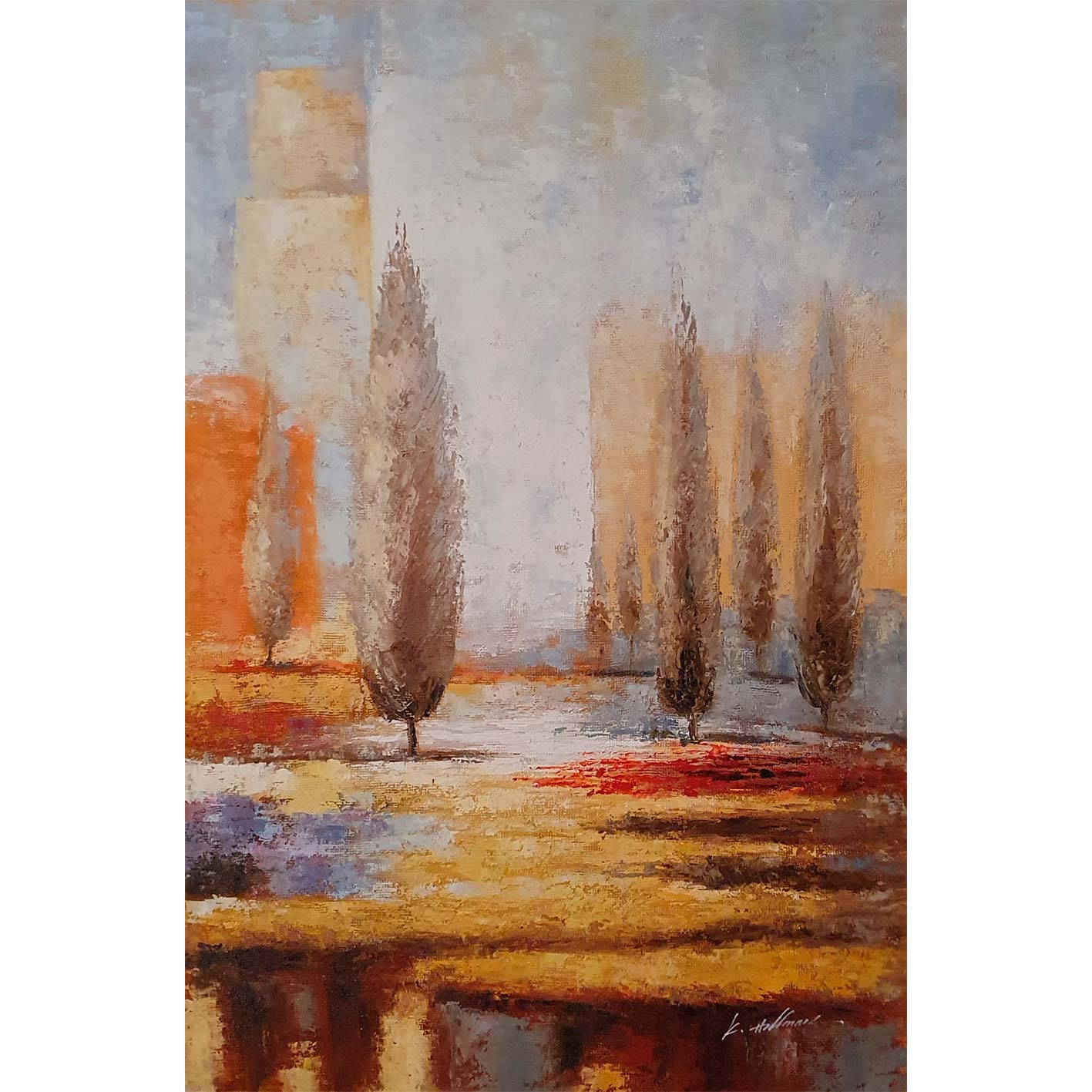 Cypress Landscape Painting 60x90 cm