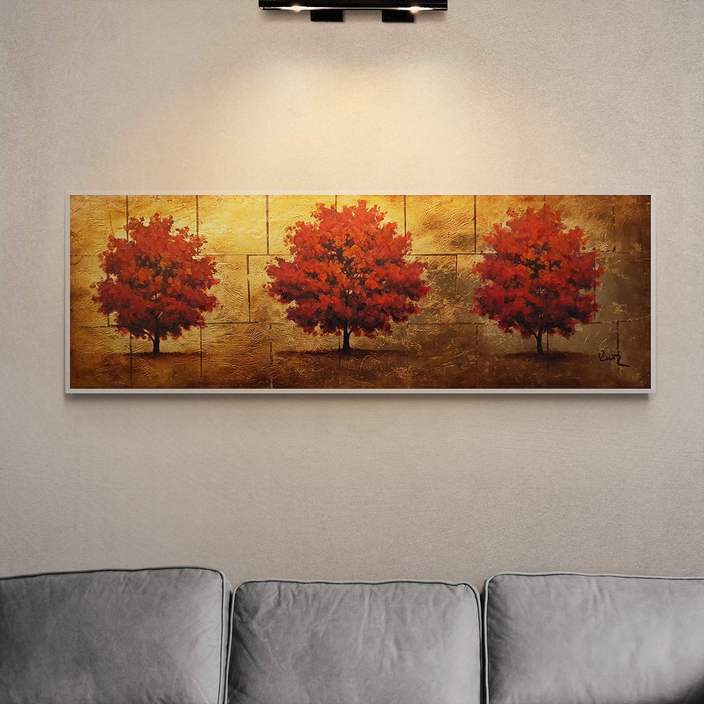 Dekoratives Gemälde Drei Bäume 120x40 cm