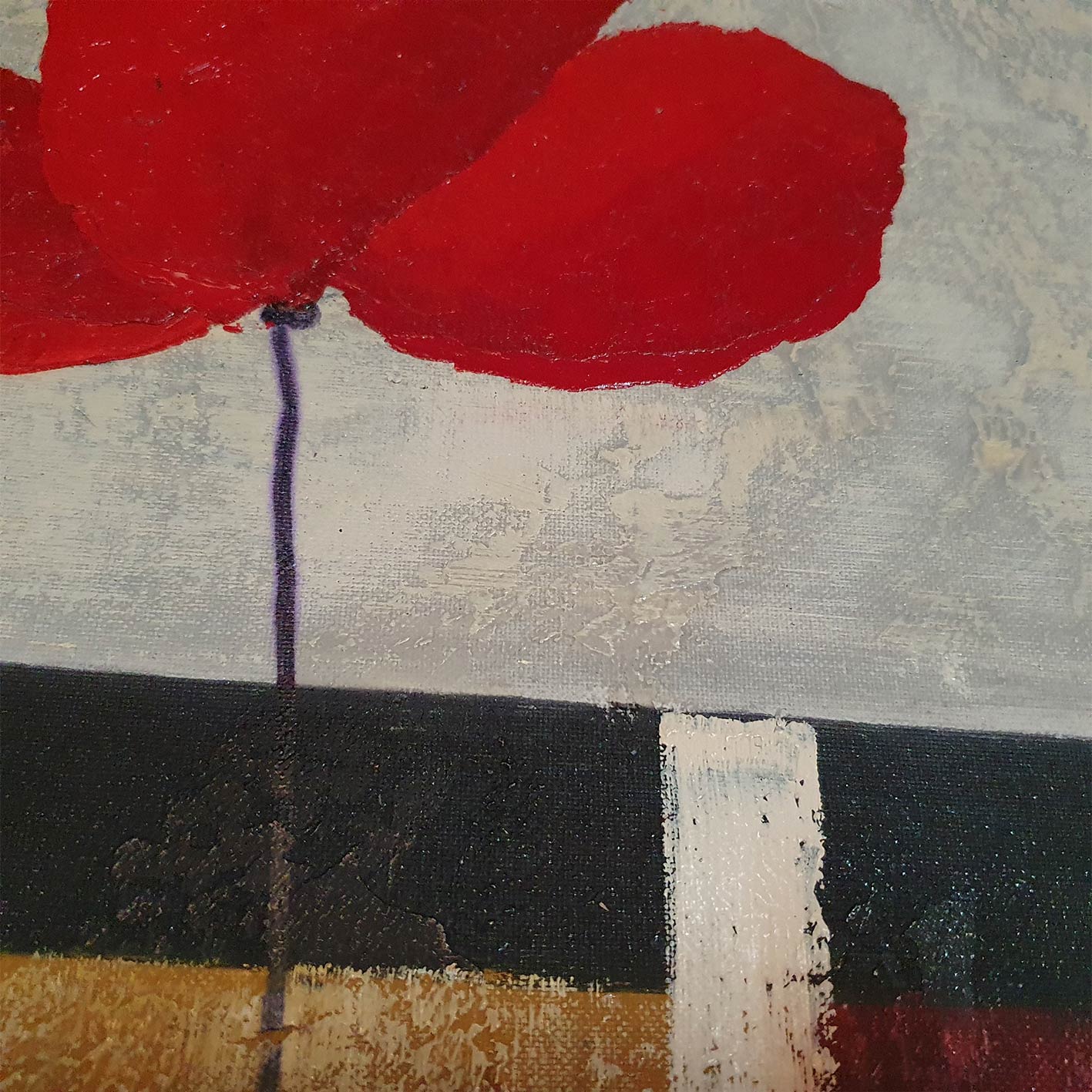 Rote Mohnblumenmalerei 80x80 cm
