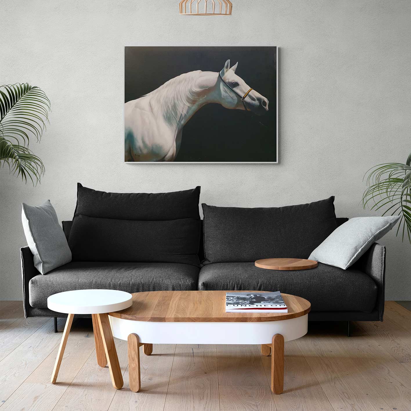 Weißes Pferdegemälde 100x80 cm