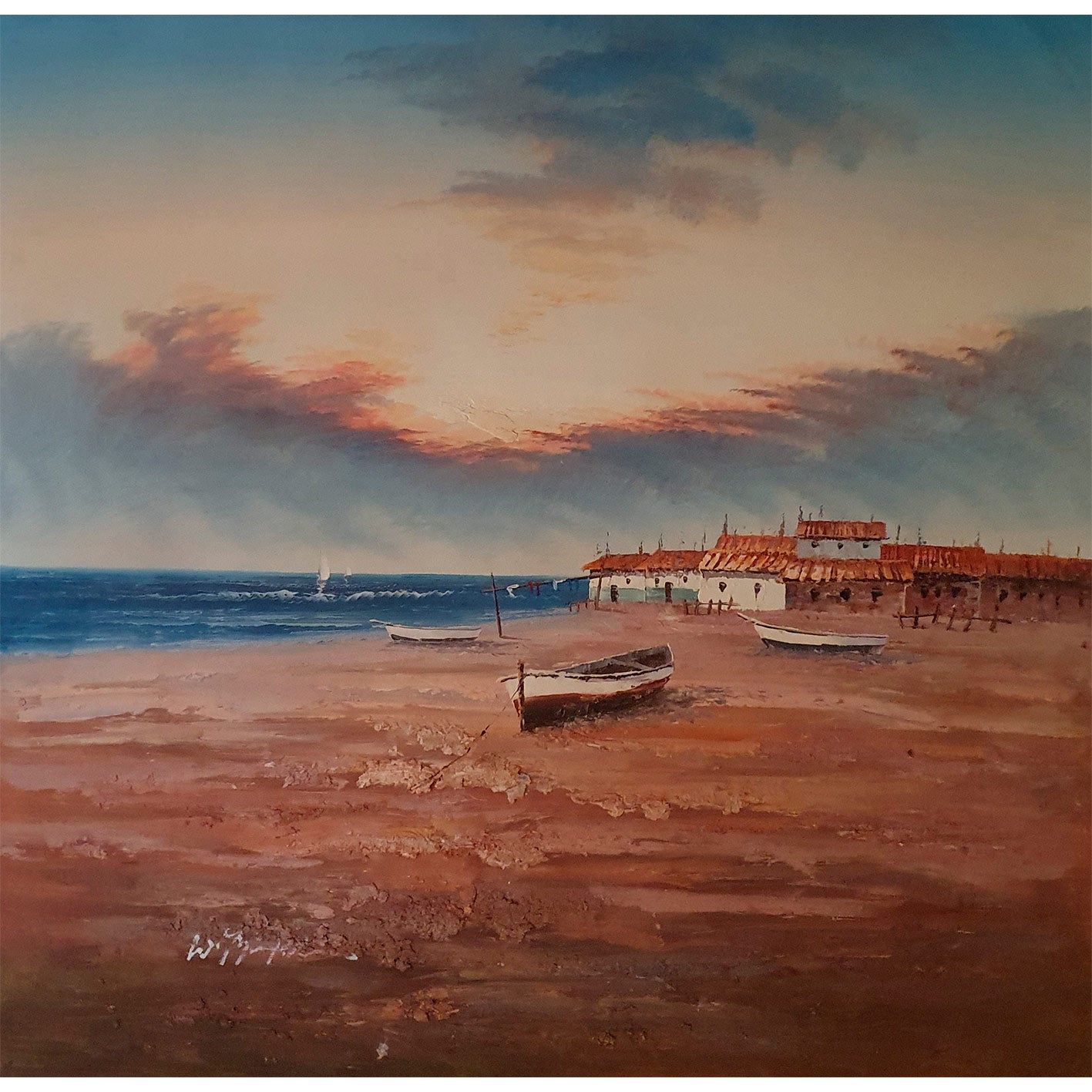 Beach Boat Painting I 80x80 cm