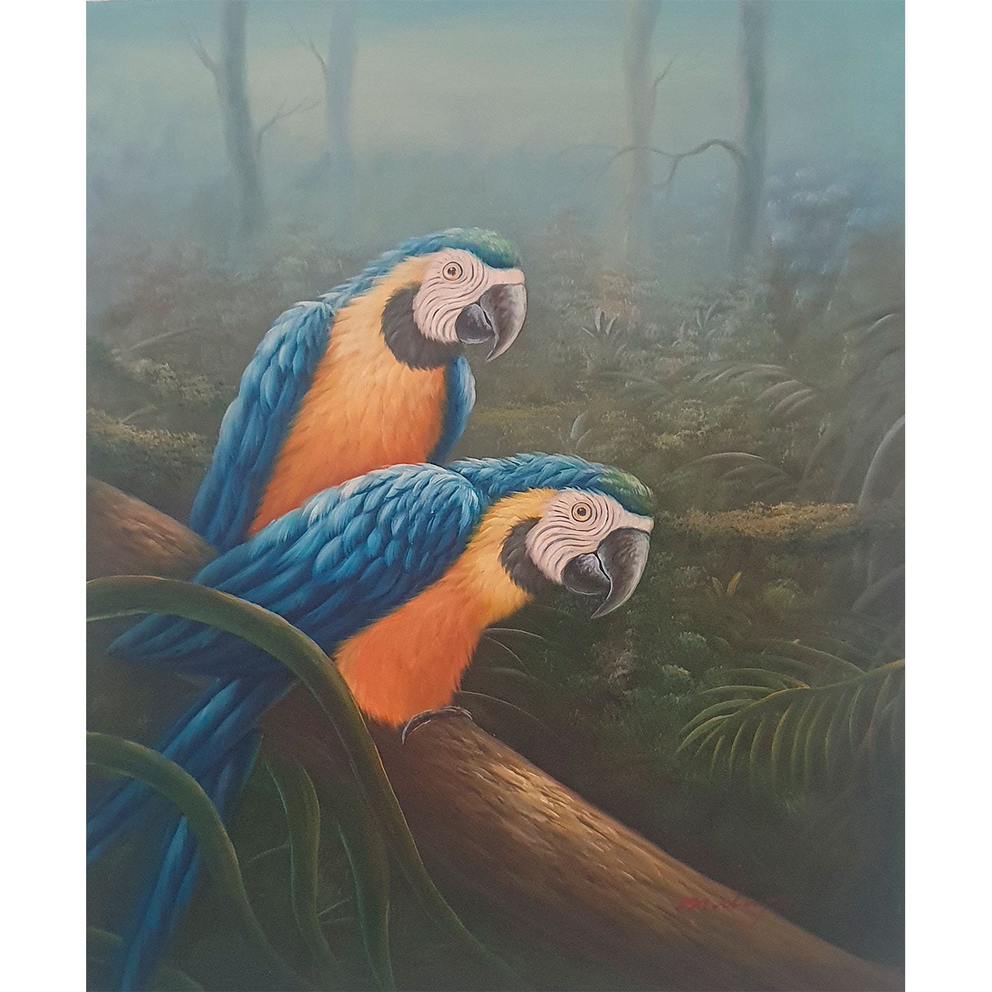 Gemälde „Blaue Papageien“ 60x50 cm