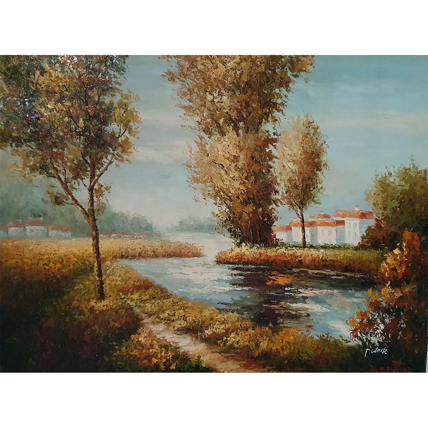 River and Trees Landscape Painting 120x90 cm