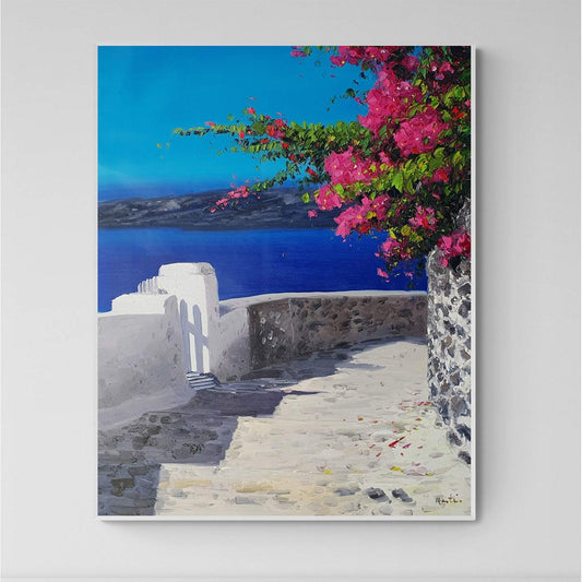 Bougainvillea and Sea painting 80x100 cm