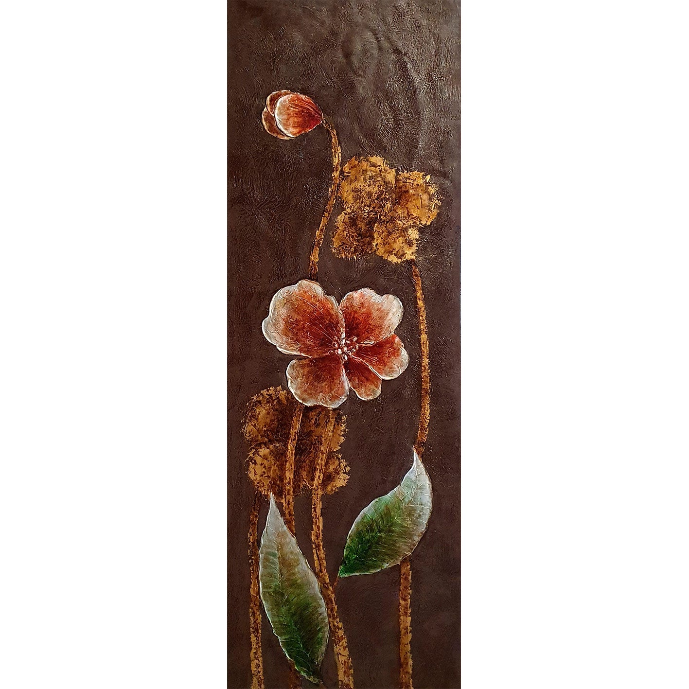 Silver Flower Painting 40x120 cm