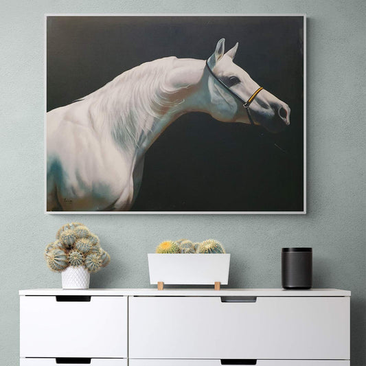 Weißes Pferdegemälde 100x80 cm