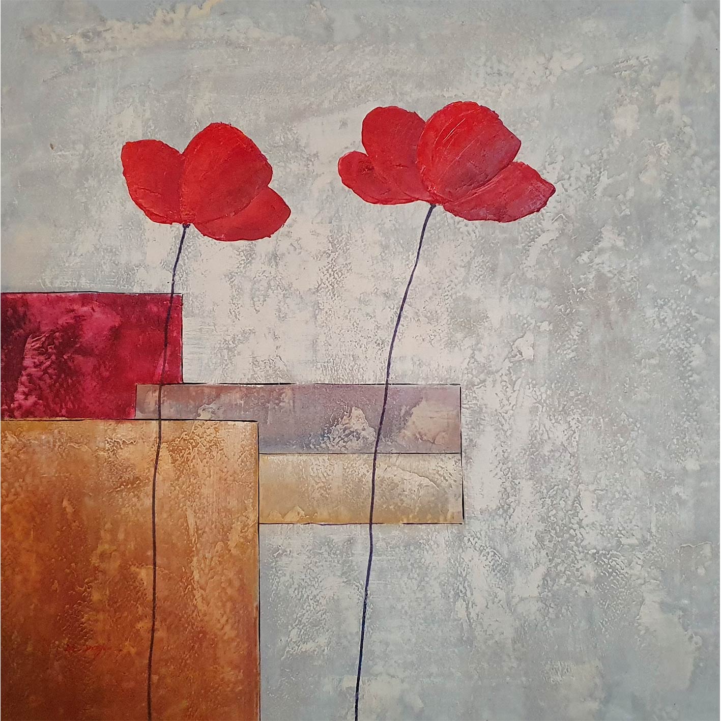 Red Poppy Painting 80x80 cm