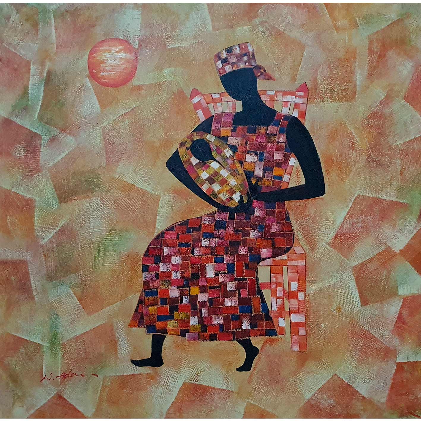 Afrika Mutter Gemälde 80x80 cm