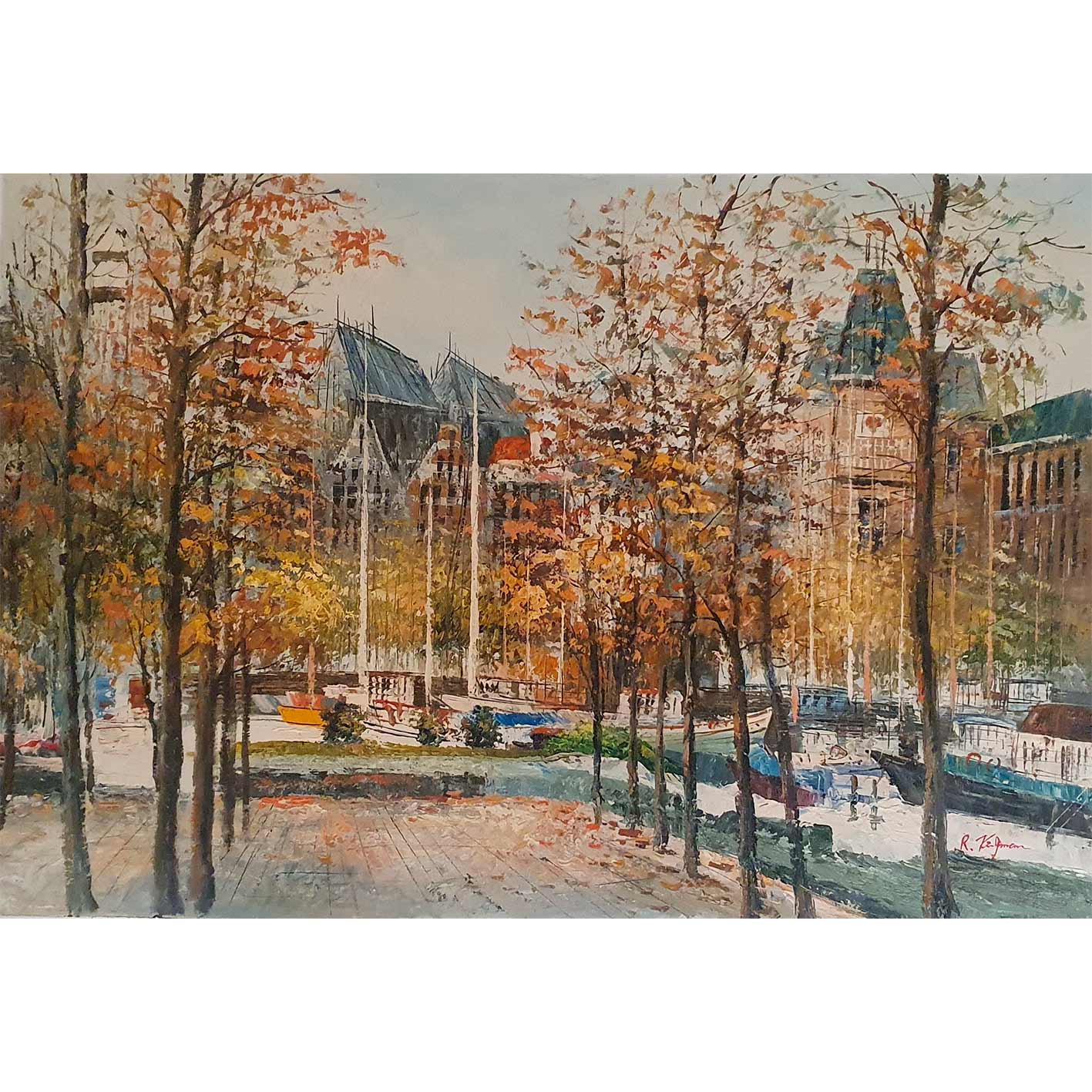 Park in der Stadt Gemälde 90x60 cm
