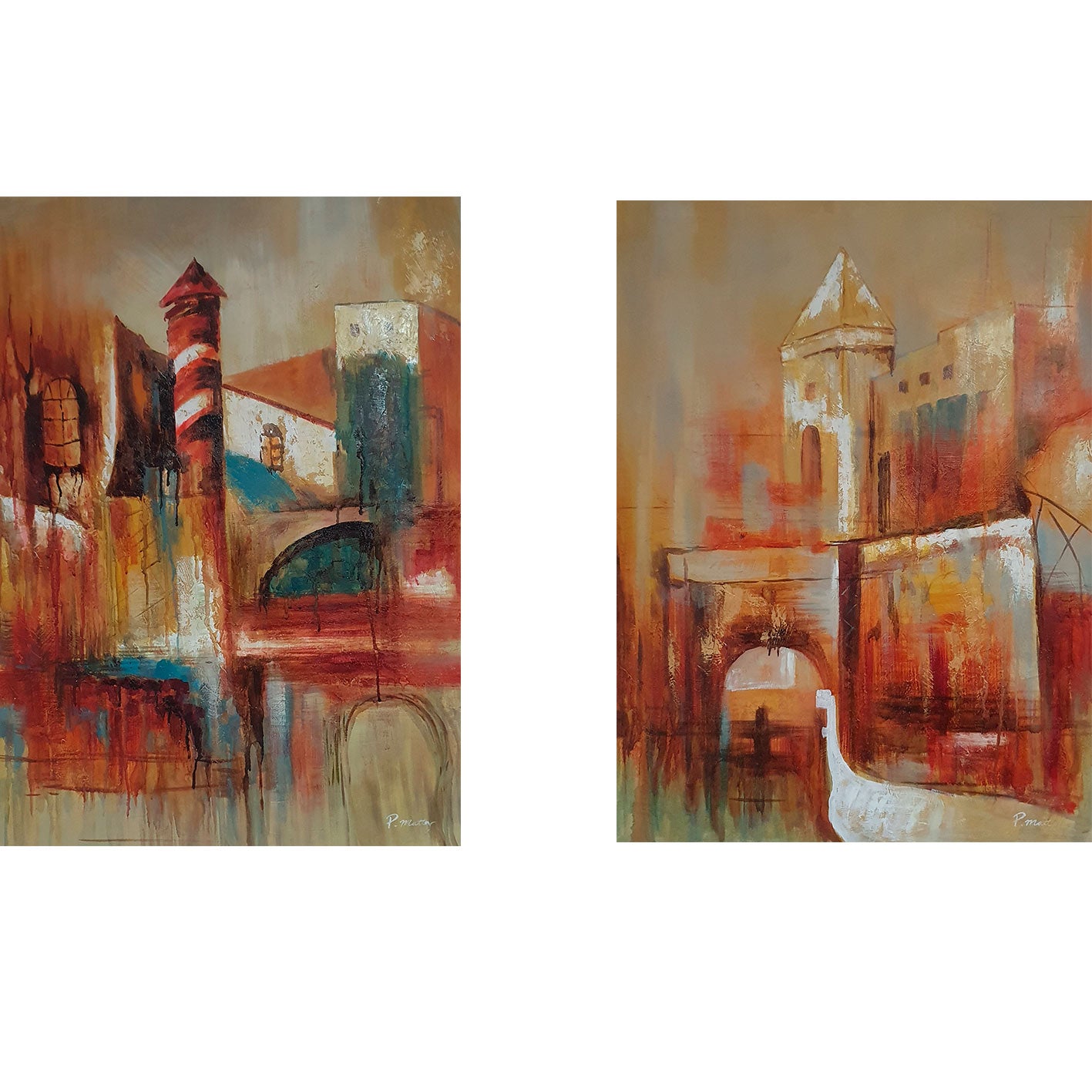 Abstract Diptych Painting Study 90x120 cm [2 pieces]