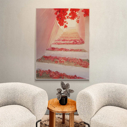 Red Bougainvillea painting 80x120 cm