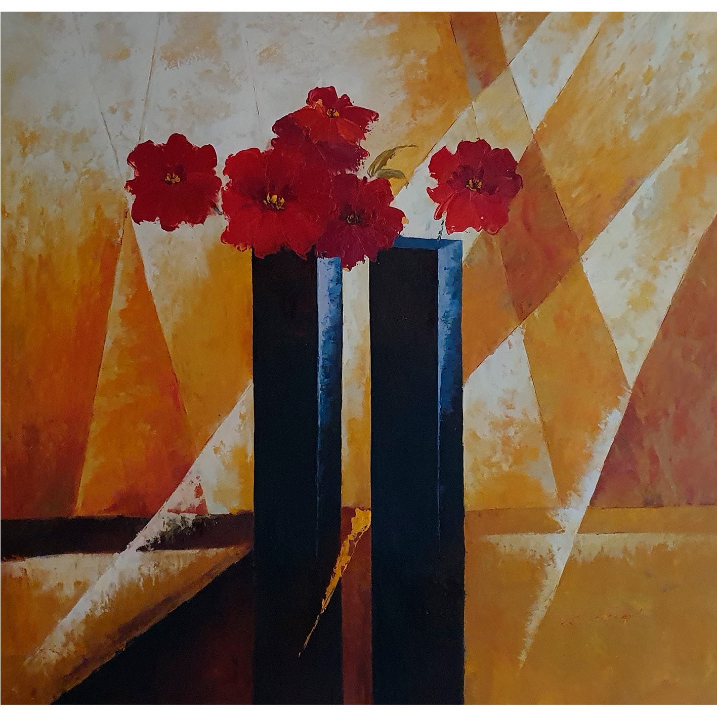 Diptych Painting Flowers Colors 80x80 cm [2 pieces]
