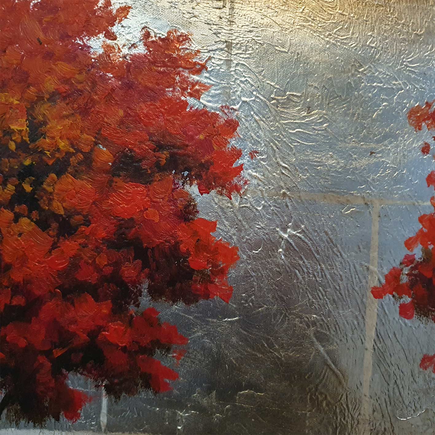Trees Painting Silver Decoration 90x40 cm