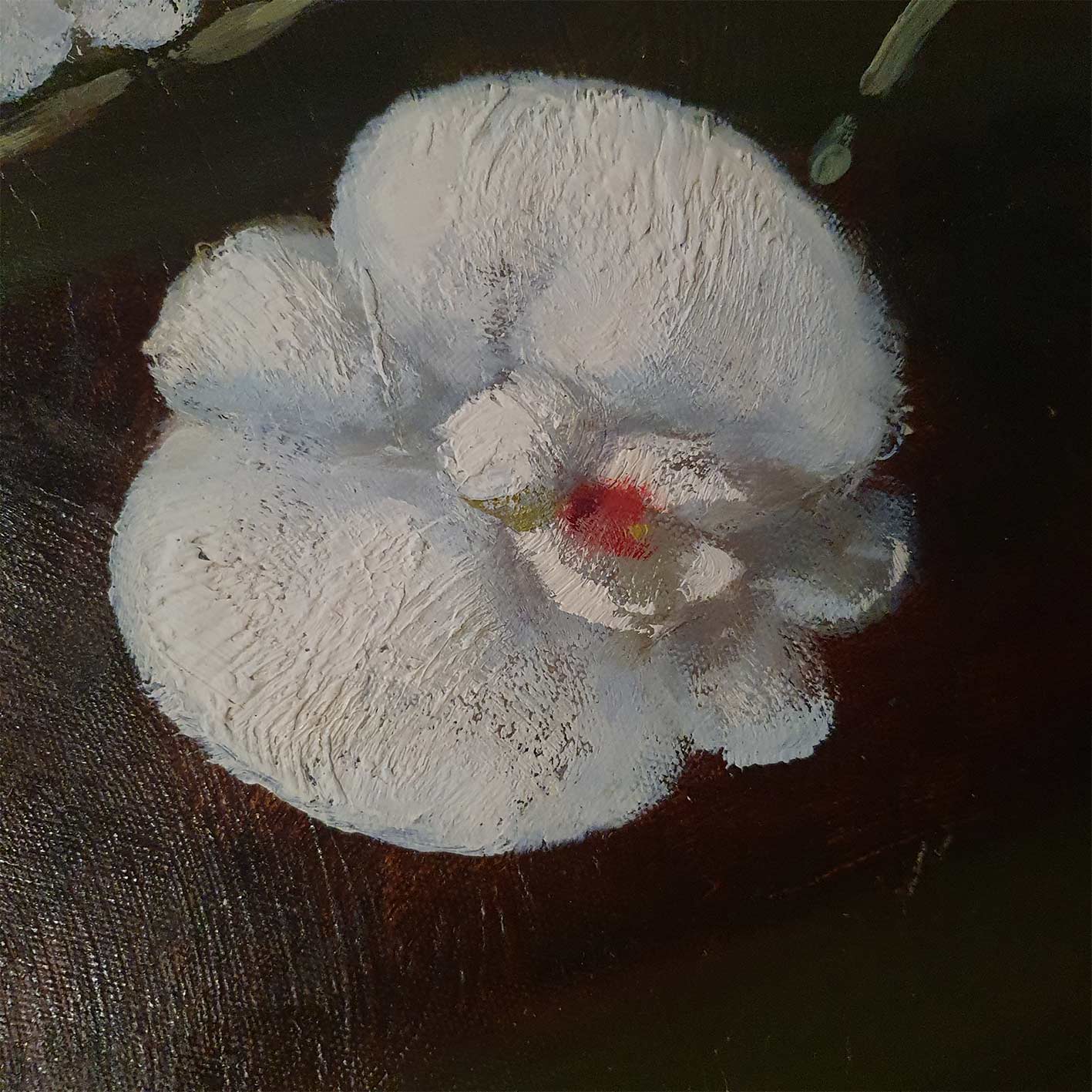 Weißes silbernes Blumengemälde 120x40 cm