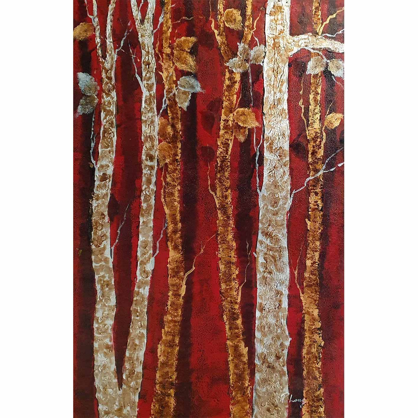 Gold Silver Forest Painting 60x90 cm