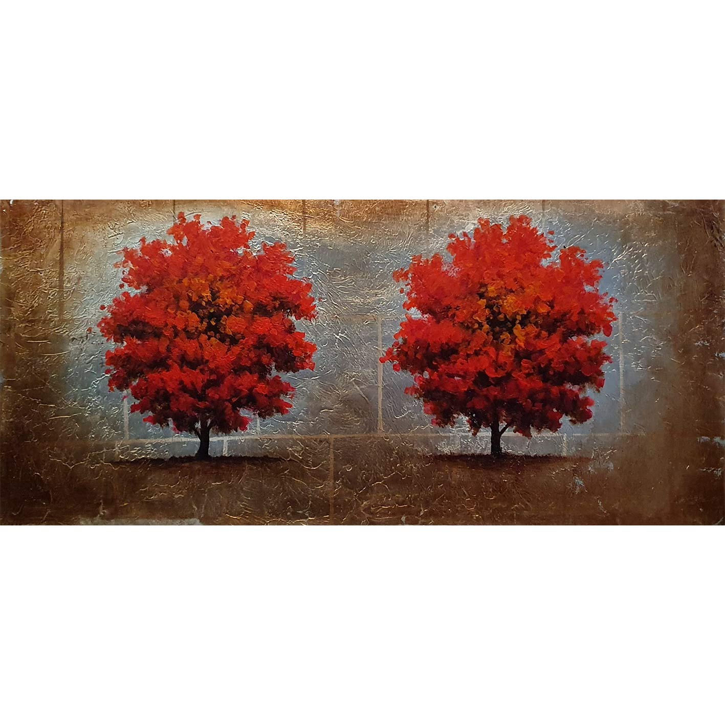 Trees Painting Silver Decoration 90x40 cm